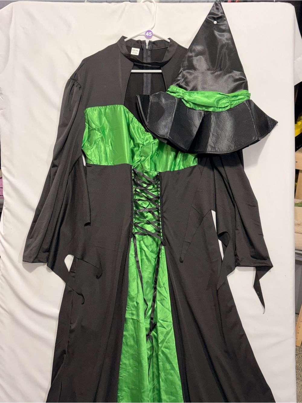 Black & Green Witch-Inspired Women’s Dress with Hat XXL New